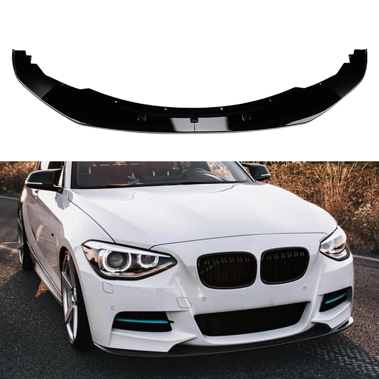 

Front Splitter Bumper Spoiler Lip For BMW 1 Series F20 F21 M Sport 2011-2015 118i 120i Gloss Black/Carbon Fiber Look Protector