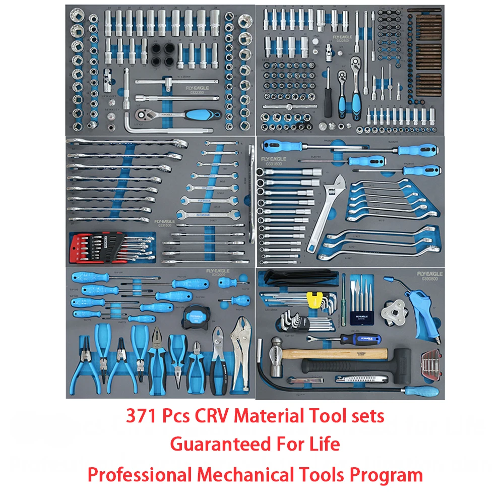 High Quality Professional 371 Pieces CR-V Hand Tools Combination And Sickle Sets For Machine Repair Lifetime Guarantee