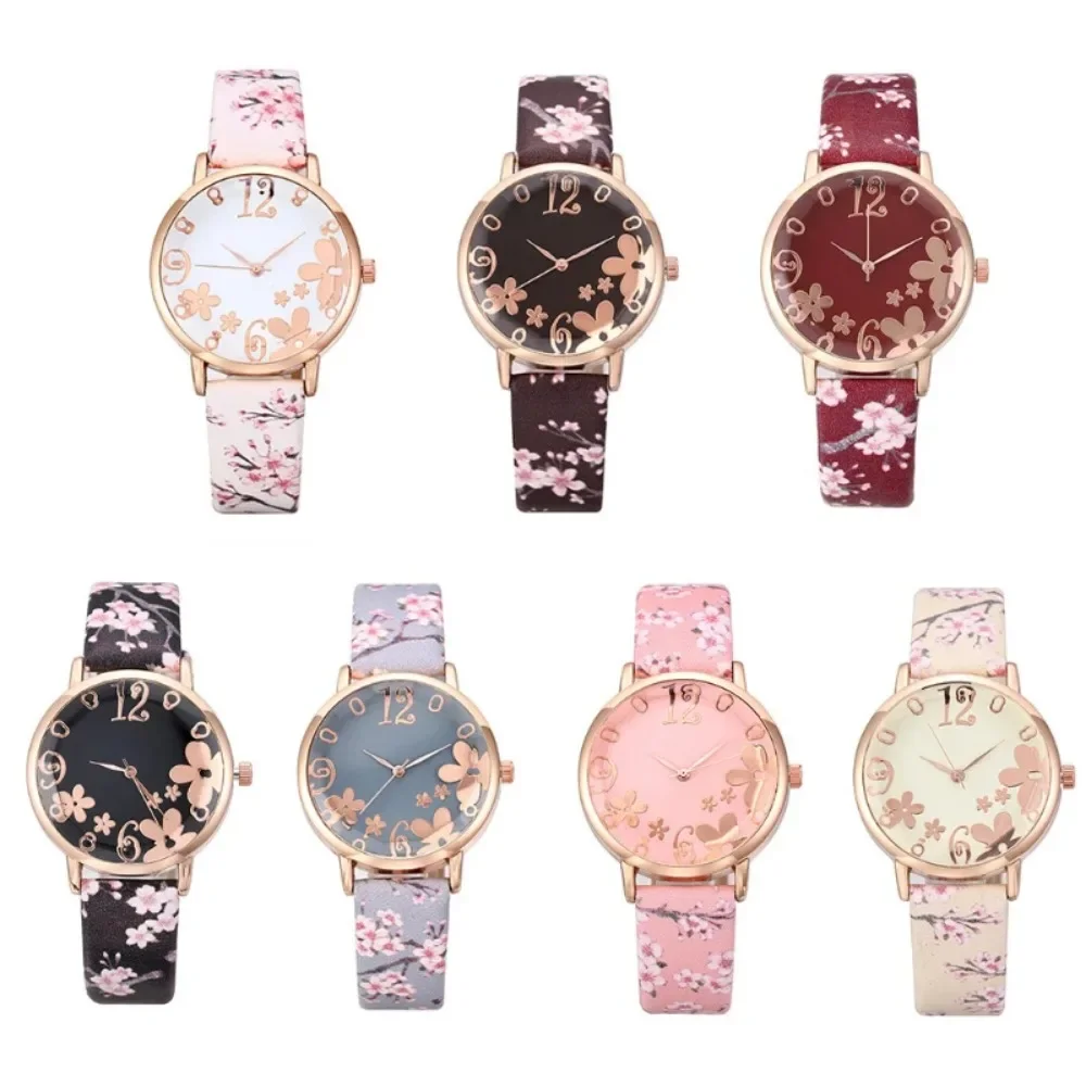 Bloemen Dames Horloges Geprint Riem Quartz Polshorloges Voor Meisjes Dames Horloges Casual Klok Часы Женские Наручные Reloj Mujer