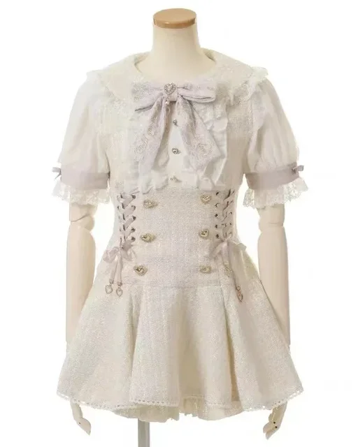 Japanese Mine Mass-Produced Short-Sleeve Shirt Dress Shorts Set Women Sweet Liz Doll Collar Bow Shirt Dress Two-Piece Suit 2 Japanese Mine Mass-Produced Short-Sleeve Shirt Dress Shorts Set Women Sweet Liz Doll – view 2
