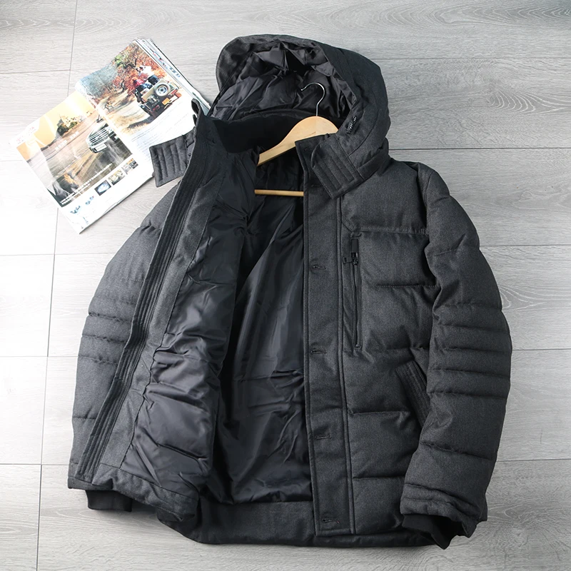 

Thiened Single Layer Anti-Cold 80 Ohm Waterproof Warm Detachable Hooded Cotton Jaet Men's Faion Urban Sle Loose Fit