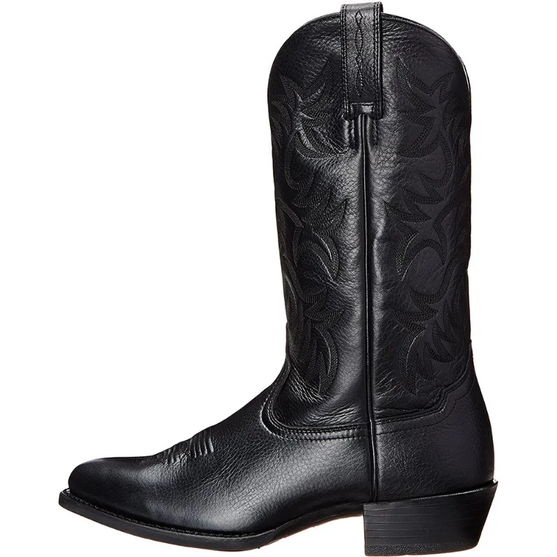 Handmade Men Cowboy Boots Embroidery Western Boots Pointed-toe Mid-calf Male Boots New Slip on Men Riding Boots Zapatos Hombre