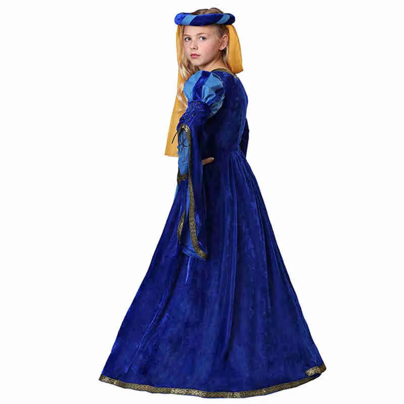 Halloween Girls Party Costume Children Medieval Renaissance Court Queen Royal Noble Princess Role Play Stage Performance Dress