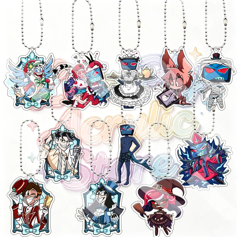 Anime Helluva Boss Stolas Blitzo Alastor Asmodeus Character Figure Cartoon Acrylic Keychain Pendant Q Version Bag Charm Gifts