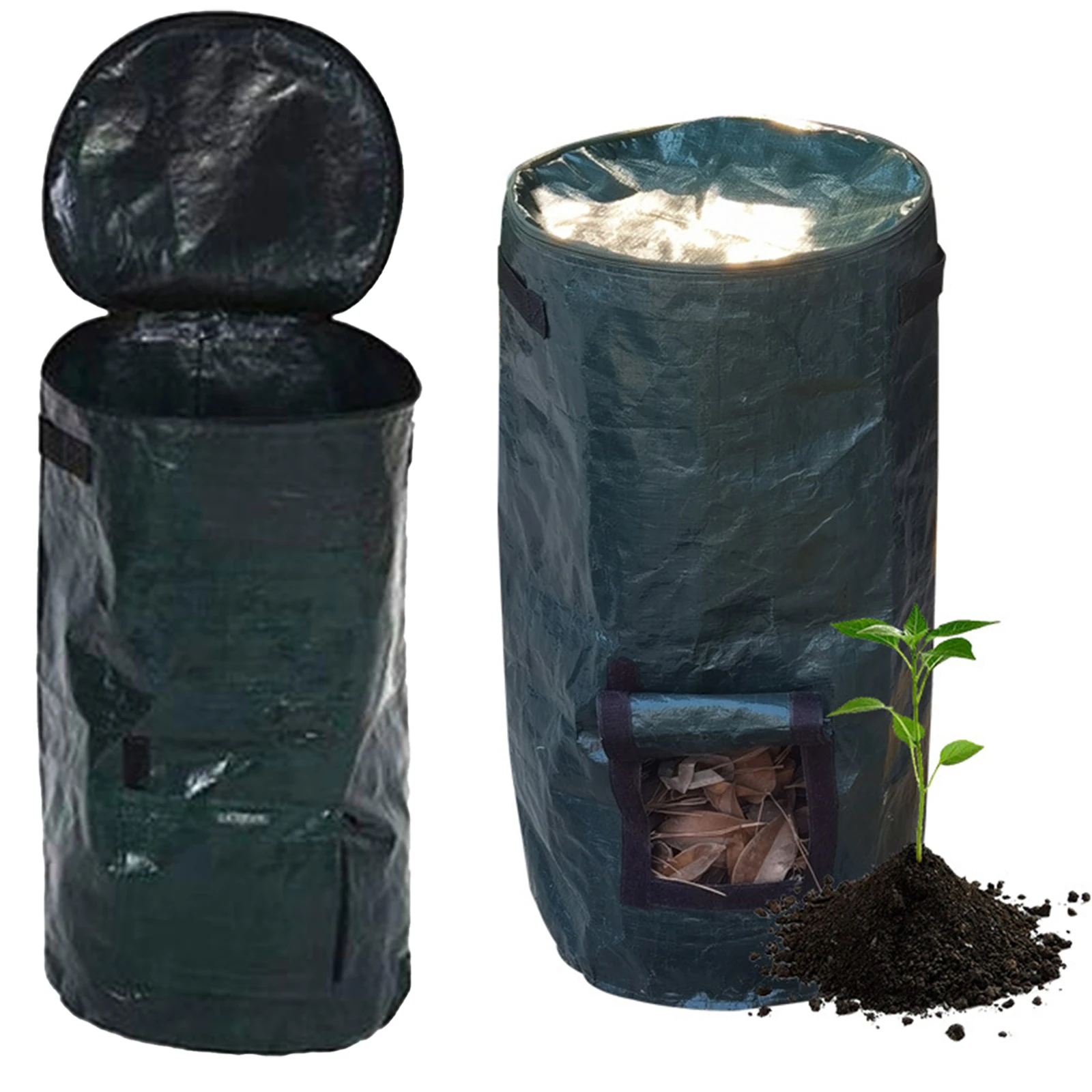 

Organic Fertilizer Fermented Bag with Lid Collapsible Leaf Lawn Bags Wear Resist Sealed Gardening Container for Garden Yard Lawn