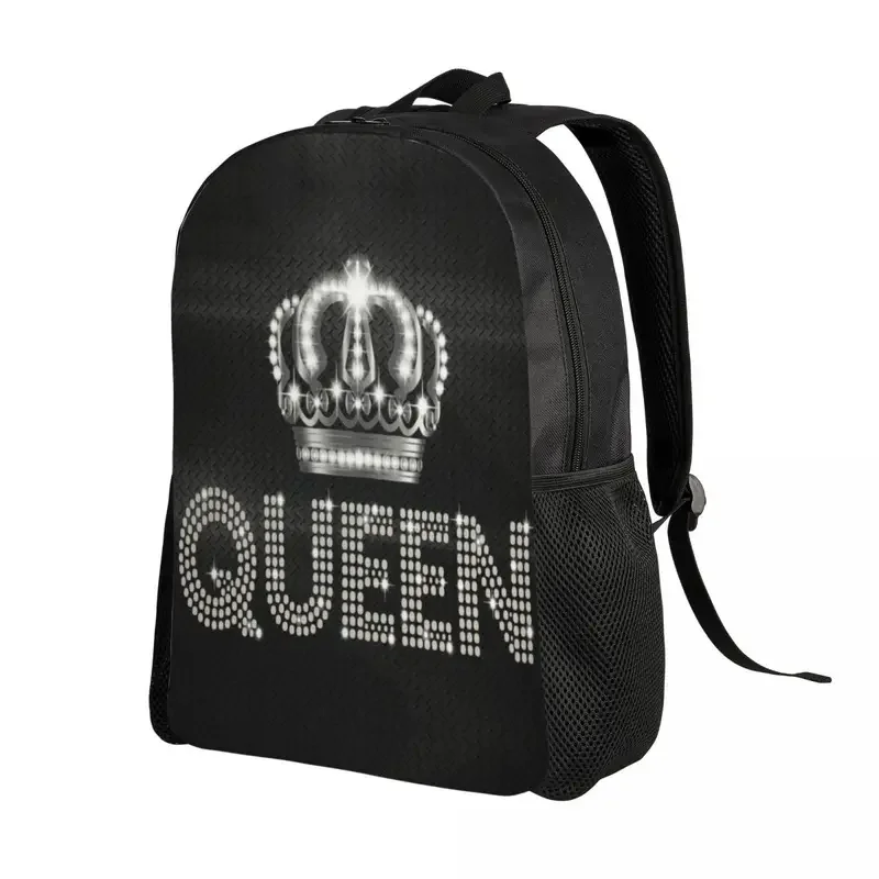 Customized 3D Printing Queen Rhinestone Backpacks Bling Diamond College School Travel Bags Women Men Bookbag Fits 15 Inch Laptop