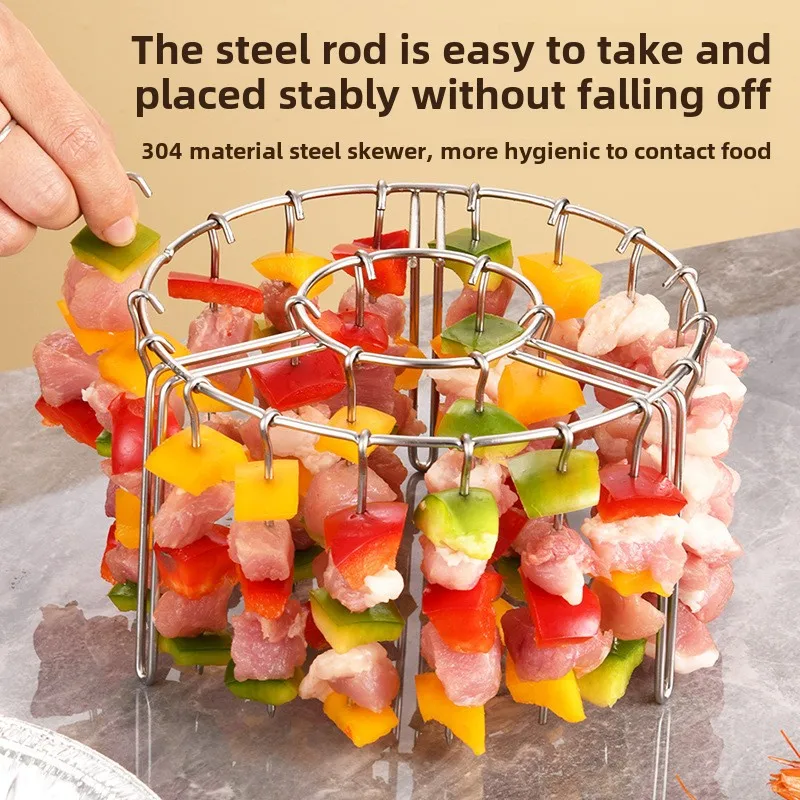 

12/24/48 Skewers Air Fryer Stainless Steel Grill Vertical Skewer Hanging Oven Kebab Rack Kebab Holder Kitchen Gadgets Grill