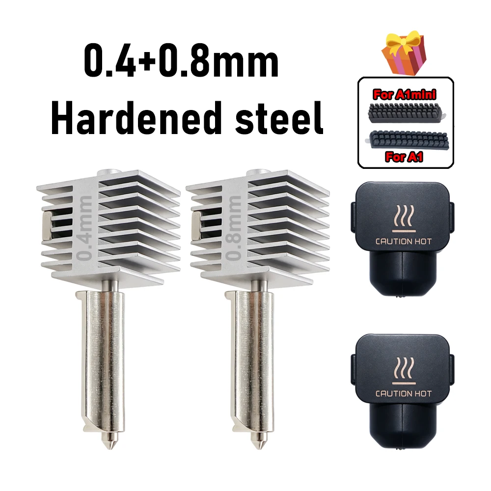 Verbessertes Hotend-Kit für Bamb Lab A2L/A1/A1 Mini – Hochgeschwindigkeits-Hotend-Baugruppe mit 0,2/0,4/0,6/0,8 mm gehärteter Stahldüse – 3D-Teil