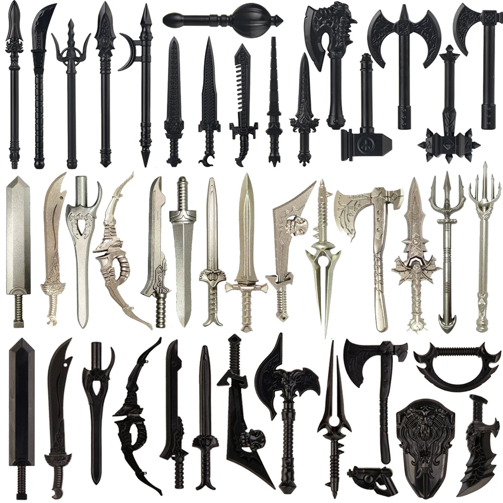 

Medieval Military Soldier Figure Weapon Kit Building Blocks Accessories Sword Javelin Bow Arrow Trident Hammer Ax Toy Gifts K049