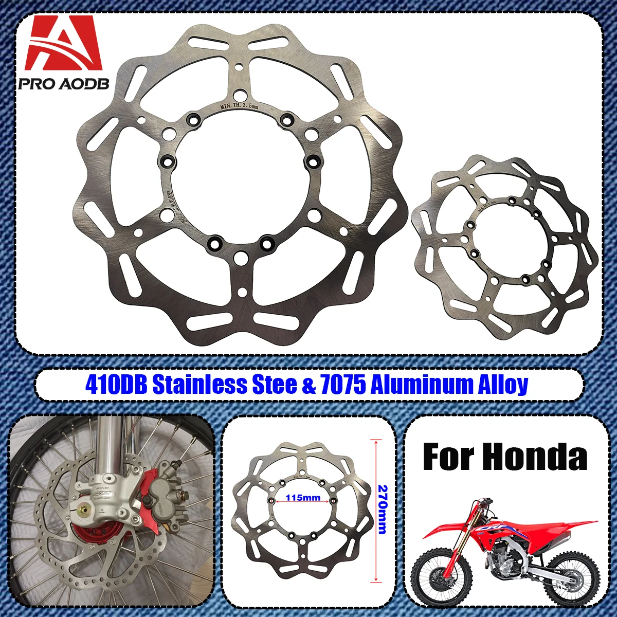 Motorcycle 270mm Front Brake Disc Rotor For Honda CRF450R CRF450RX CRF450X CR125E 250R CRF250R CRF250X 2007-2022 parts