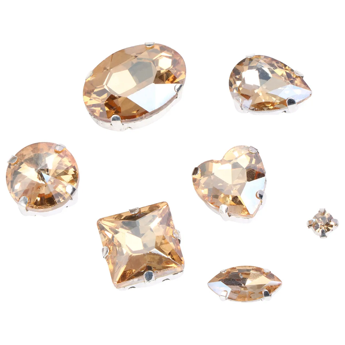50Pcs Crystal Claw Glass Rhinestones Teardrop Shape High Purity Shiny Colors Abrasion Resistant for Garment Shoes Wedding Dress