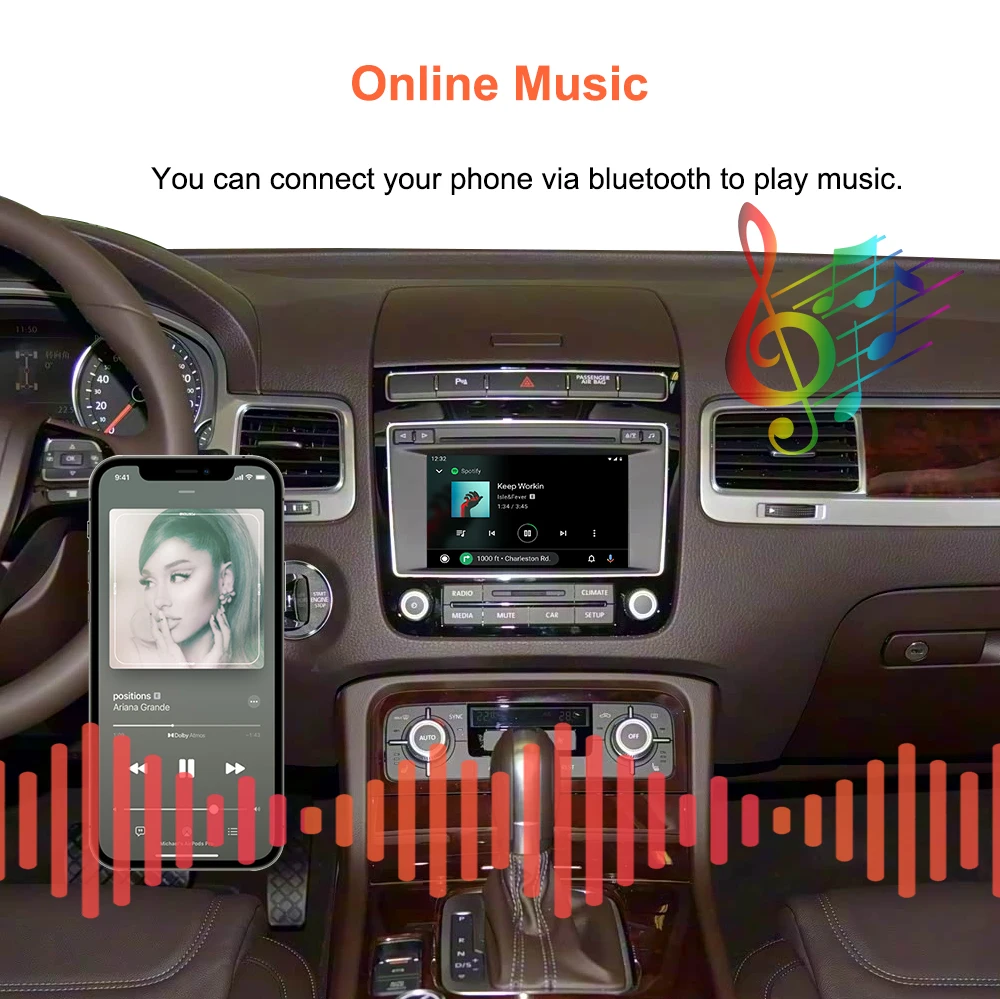 Bonroad Wireless Carplay Android Auto Retrofit Decoder Box für Volkswagen Touareg mit 6,5-Zoll-Bildschirm RCD550 2011–2018 Mirroring – Detail 11