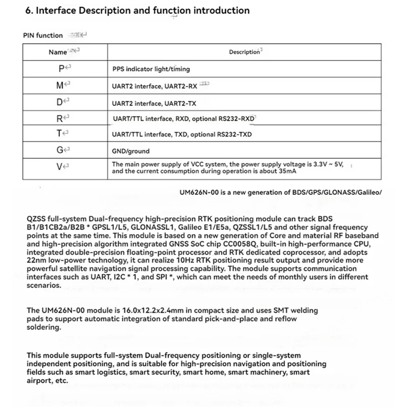 

Макетная плата UM626N, двухчастотный многосистемный модуль RTK GNSS на сантиметровом уровне, базовая станция L1 + L5, выход 10 Гц