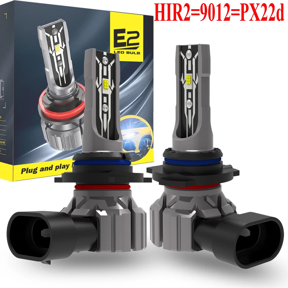 2pcs HIR2 9012 PX22d 12v Led Headlight Canbus Auto Powerful Light Car Turbo Diode Bulb White Moto Fog Lamp No Adapter Required
