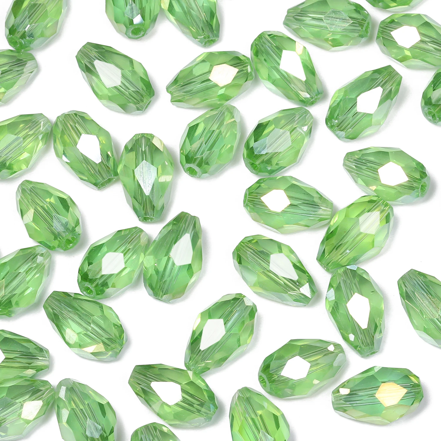 30/55pcs Green Color 8x12mm Faceted Teardrop Beads Austria Crystal Beads charm Glass Beads Loose Spacer Bead For Diy Making