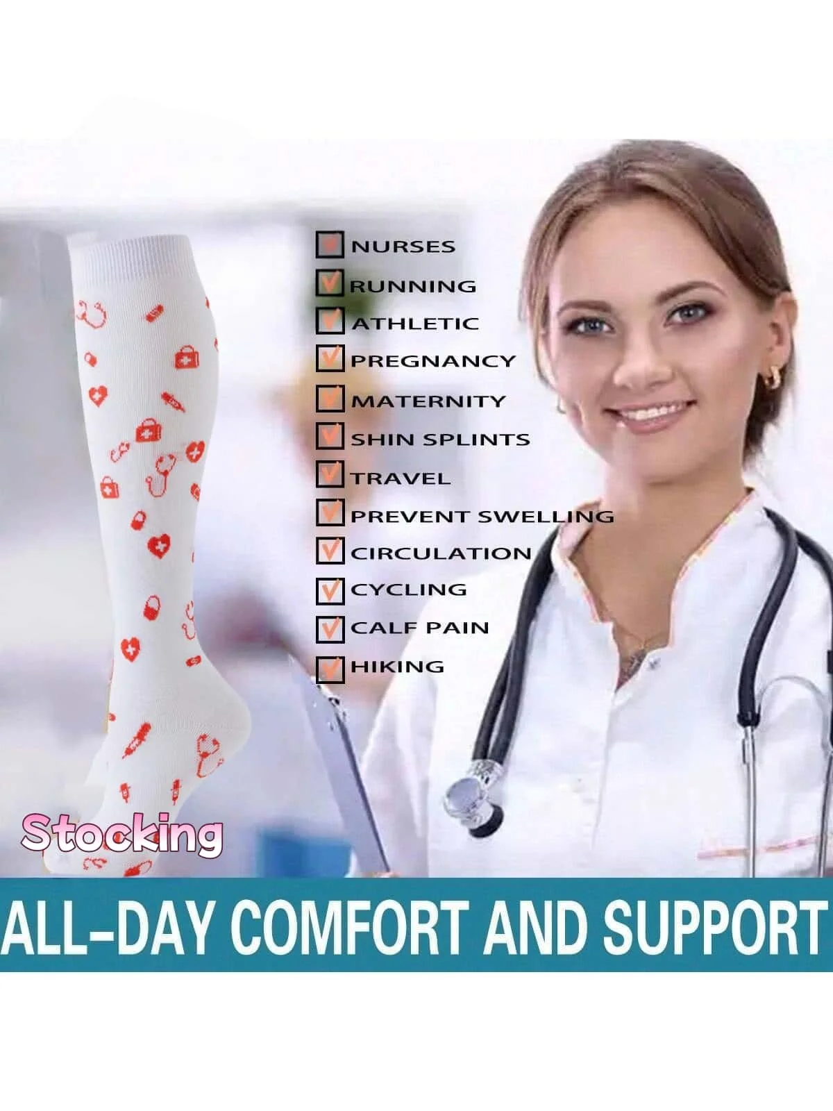 Meias de compressão fofas unissex para corrida, ciclismo e caminhada - وb ★ (meias esportivas profissionais)