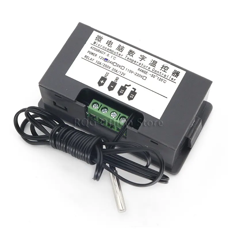 W3230 DC 12V 24V 110V 220V AC 디지털 온도 컨트롤러, LED 디스플레이 온도 조절기, 가열 냉각 스위치 포함, NTC 센서