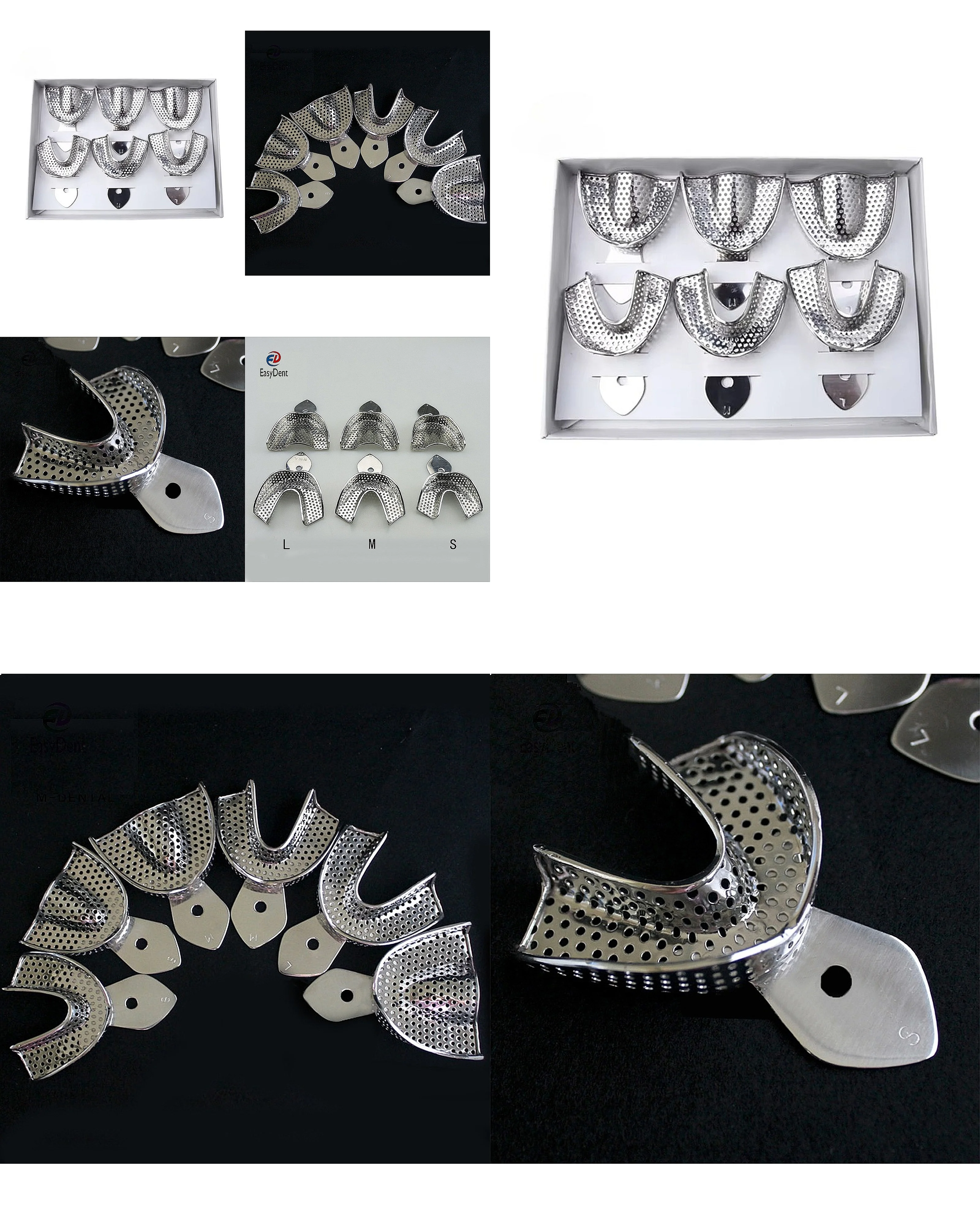 Professionelle Edelstahl-Abdruckschalen, autoklavierbar, Dentallabor-Werkzeuge, 6 Stück