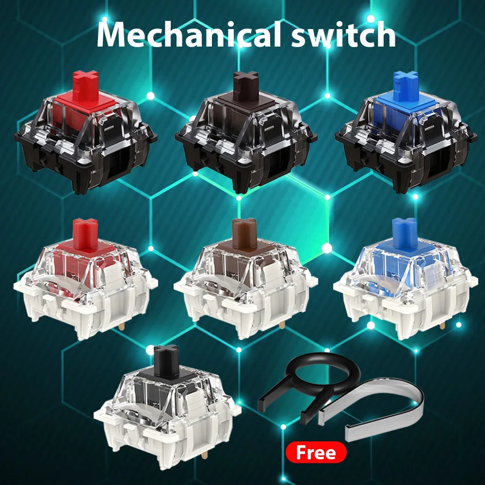 Switch for Keyboard 3 Pin Linear Tactile Clicky Silent Switches for Mechanical Colorful Keyboard Gaming Office Hot Swap DIY