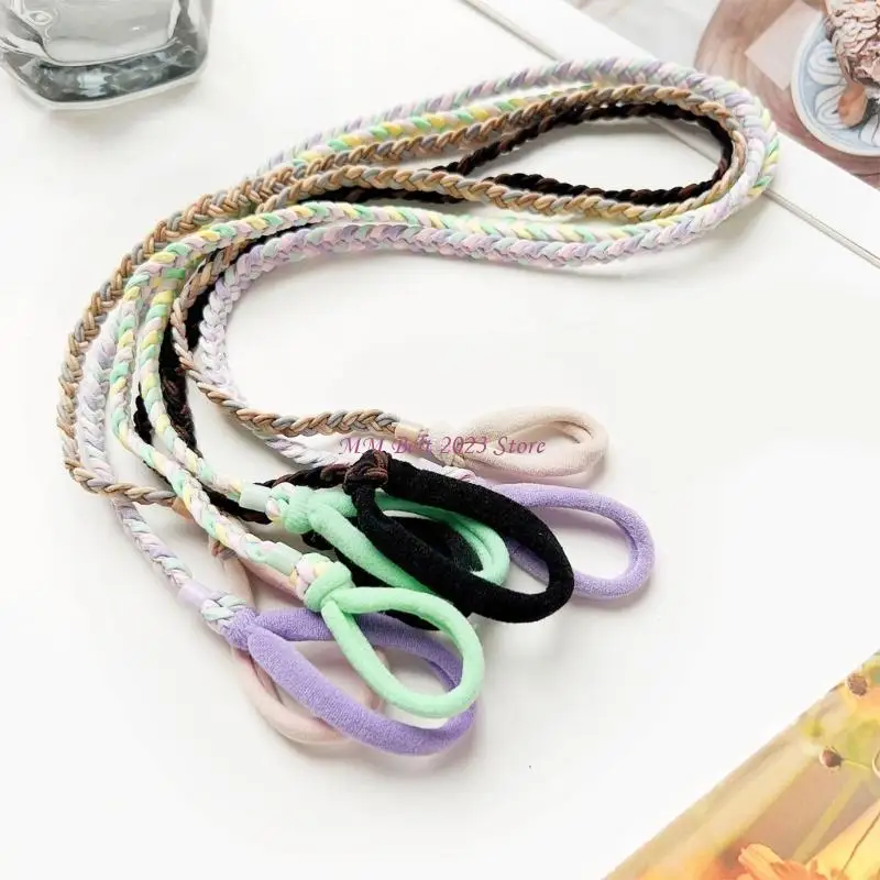 49ME Soft Hair Scrunchies Woven Colorful Hair Scrunchy Elastic Hairpieces Thick Updo Hair Rope Lady Hair Decoration