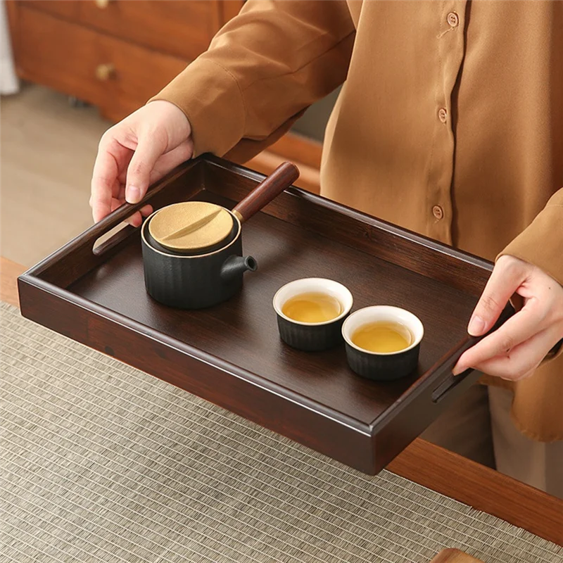 Bandeja de servir retangular de madeira de bambu ABJY - ideal para festas de chá e jantares em hotéis e casas