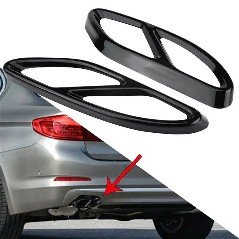 

1Pair Car Exhaust Pipe Muffler Covers Trim Black For Benz C GLC B E A Class W205 W246 W212 W213 C207 W176 Coupe 2014-2017