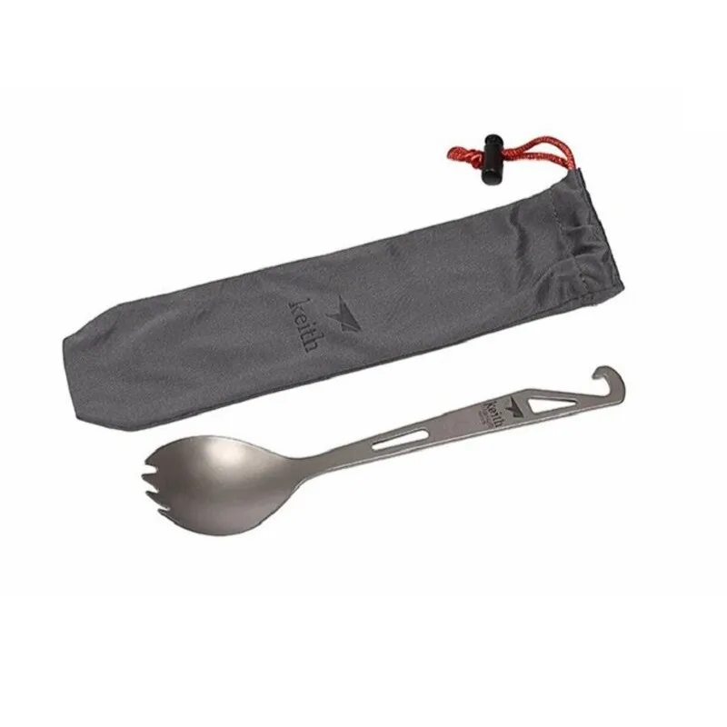 Keith Multifunctional Titanium Spork Outdoor Camping Ultralight Fork Spoon Hiking Picnic Tableware With Bottle Opener Ti5311