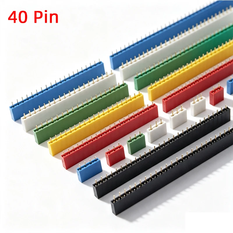 10PCS 1x40 Pin Female Header Strip 2.54mm Pitch Single Row Straight Socket for PCB  40p 40 Pin Connector