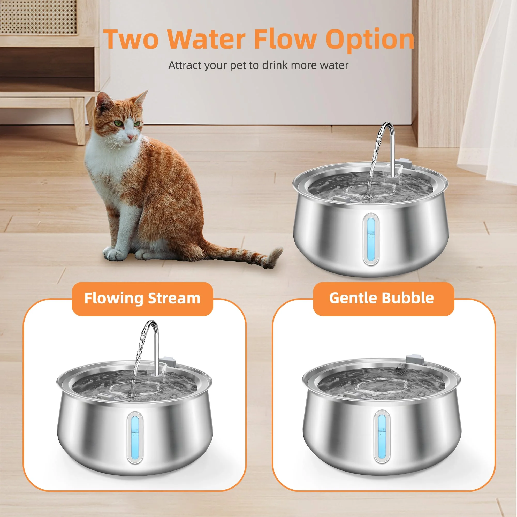 4L Stainless Dog Automatic Water Fountain Pet Water Fountain Multi-filter Cat Fountain Small and Medium Dog Water Feeder