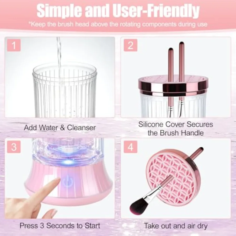 Detergente per pennelli per trucco elettrico Detergente efficiente per pennelli per trucco per una pulizia profonda Detergente per pennelli cosmetici con rotazione automatica OneCli
