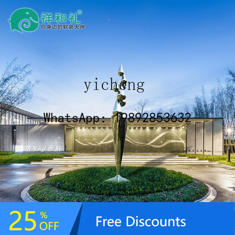 large stainless steel water drop floor sculpture outdoor landscape metal ornament hotel abstract art decoration