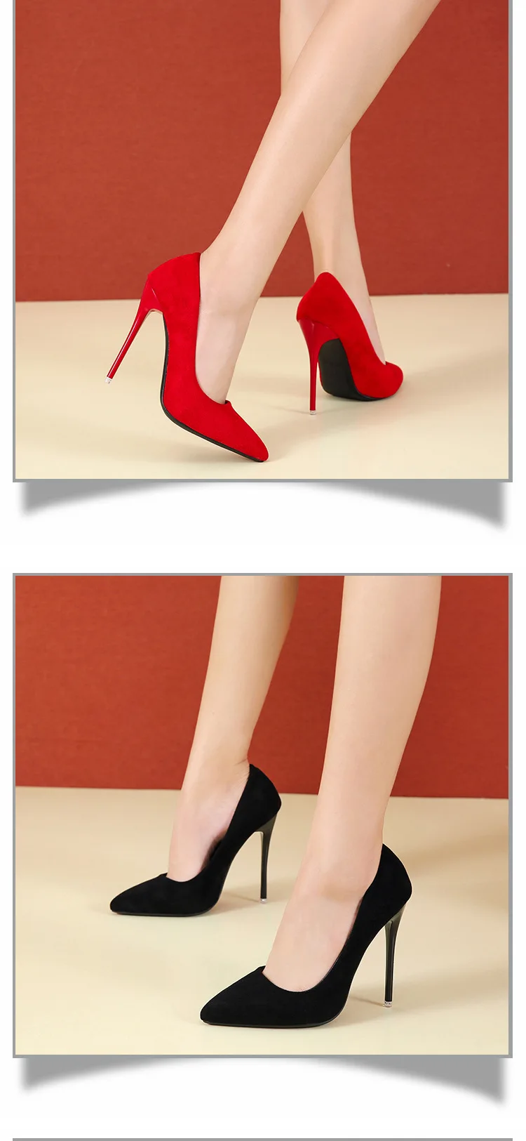 High Heel Slim Heel Spitze Einzelschuhe Damen Professionelle Arbeitsschuhe Wildleder High Heel Schuhe Damen Bürokleid Stilettos – Detail 12