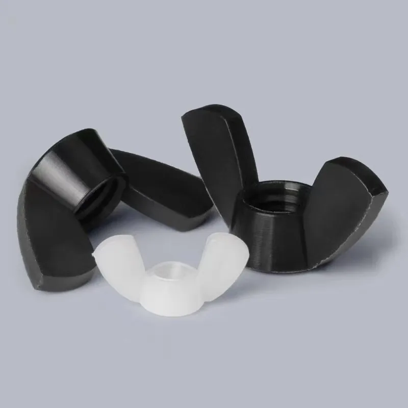 10/50pcs Black White Nylon Wing M3 M4 M5 M6 M8 M10 M12 Wingnut  Nut Din315 Plastic Hand Tighten Nut