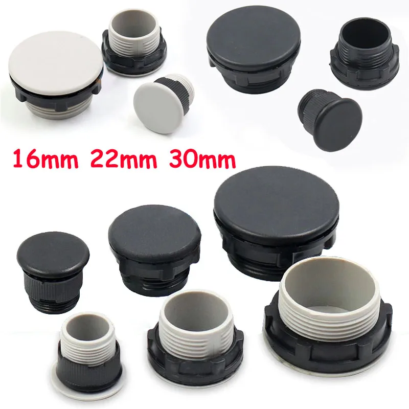 

1/5/10pcs 16mm 22mm 30mm Grey / Black Hole Plugs Dustproof Distribution Cabinet Button Panel Plug Plastic Screw Cover Assembly