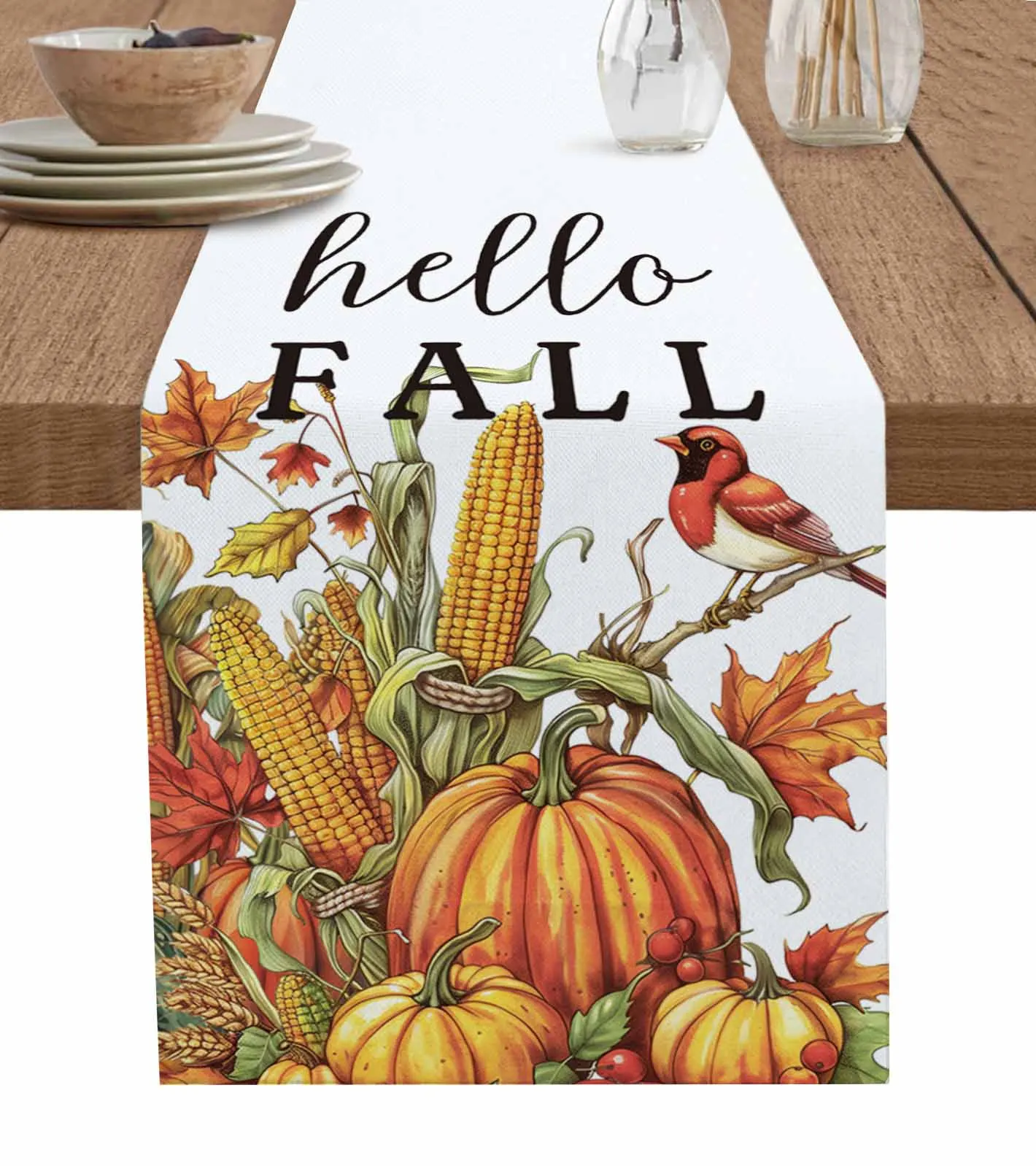 Fall Pumpkin Corn Robin Table Runners Dresser Scarf Table Decor Wedding Dining Table Runners Holiday Party Decor