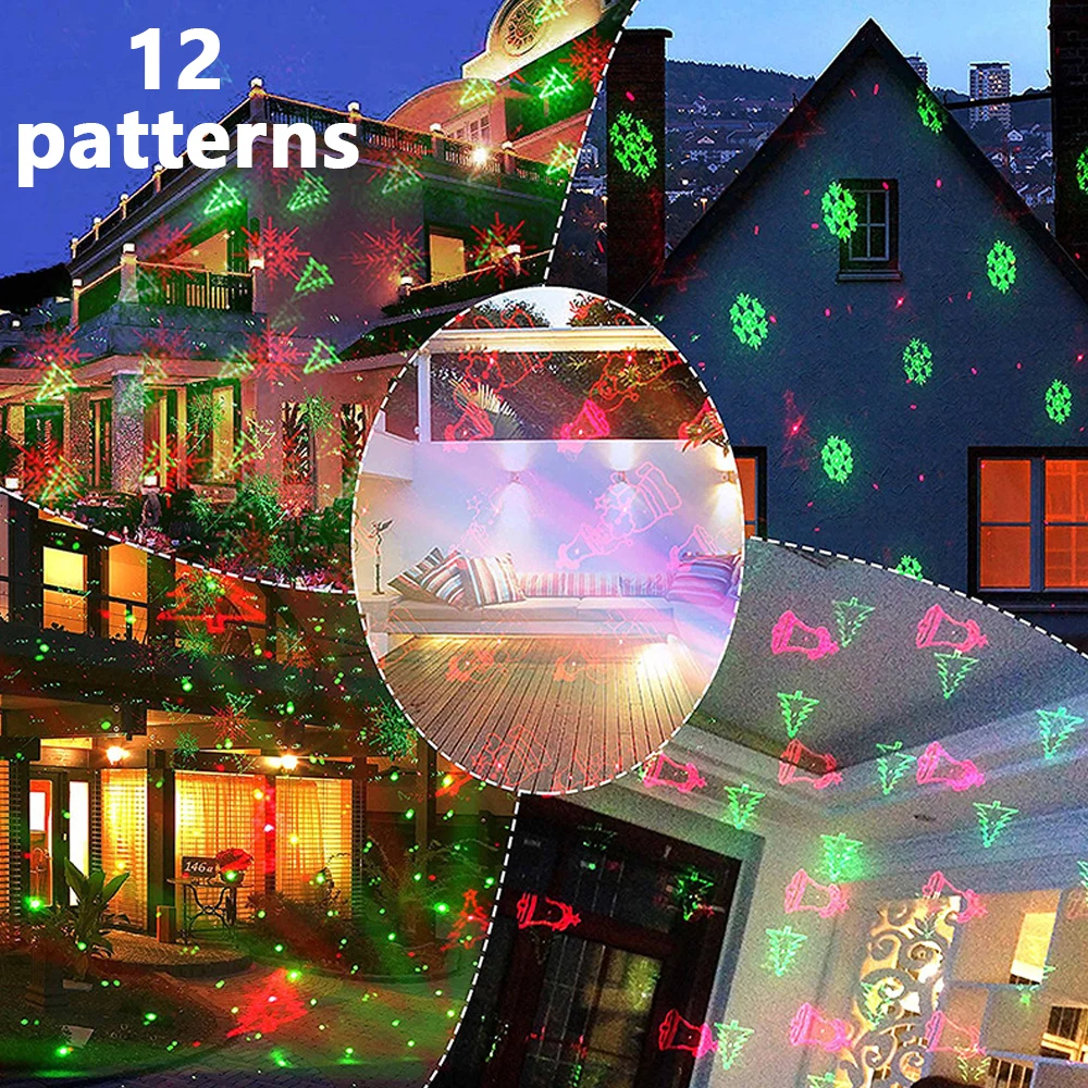 RGB 20/24 Patterns Christmas Laser Projector Outdoor Light Remote Garden Waterproof IP65 Holiday Xmas Outside Shower Lighting