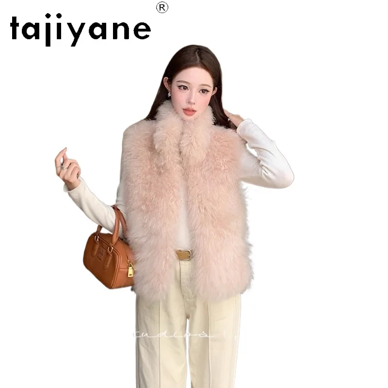 

TAJIYANE 100% Cashmere Fur Vest Woman Stand Collar Sleeveless Real Fur Coats 2025 Winter Clothes Short Vests шуба женская