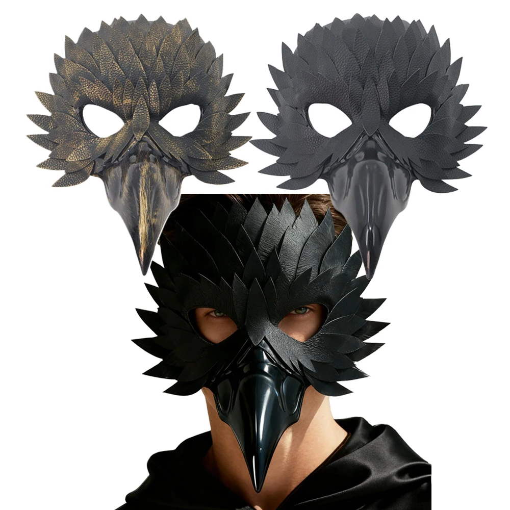 

Animal Bird Beak Eagle Half Face Mask Cosplay Bird Mouth Leather Punk Masks Halloween Carnival Dress Up Party Costume Props