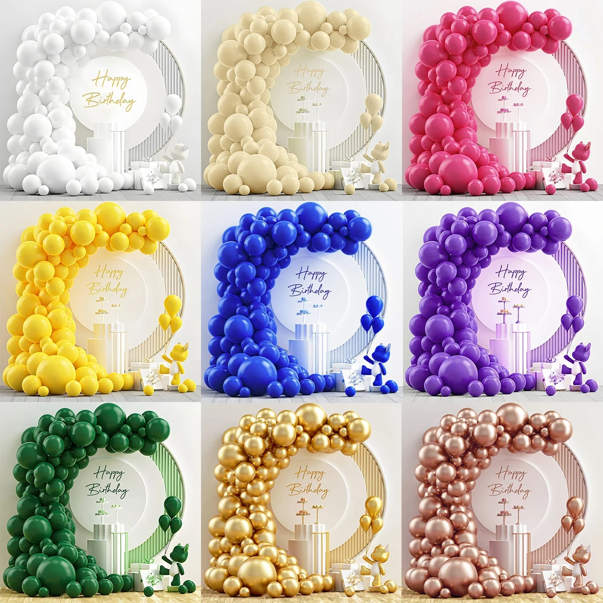 White Gold Balloon Garland Arch Kit Birthday Party Decoration Wedding Birthday Balloon Metallic Latex Balloon Kids Baby Shower