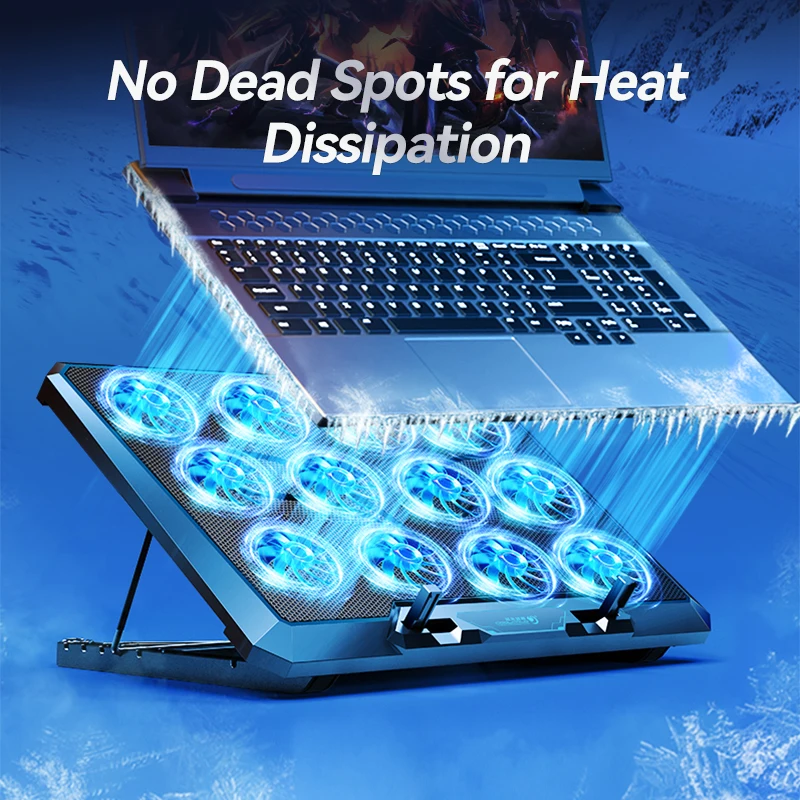12 Inch Quiet Fans Laptop Cooling Pad for 12-17.3 Inch Gaming Laptops with 2 USB Ports And Phone Holder Cooler Stand