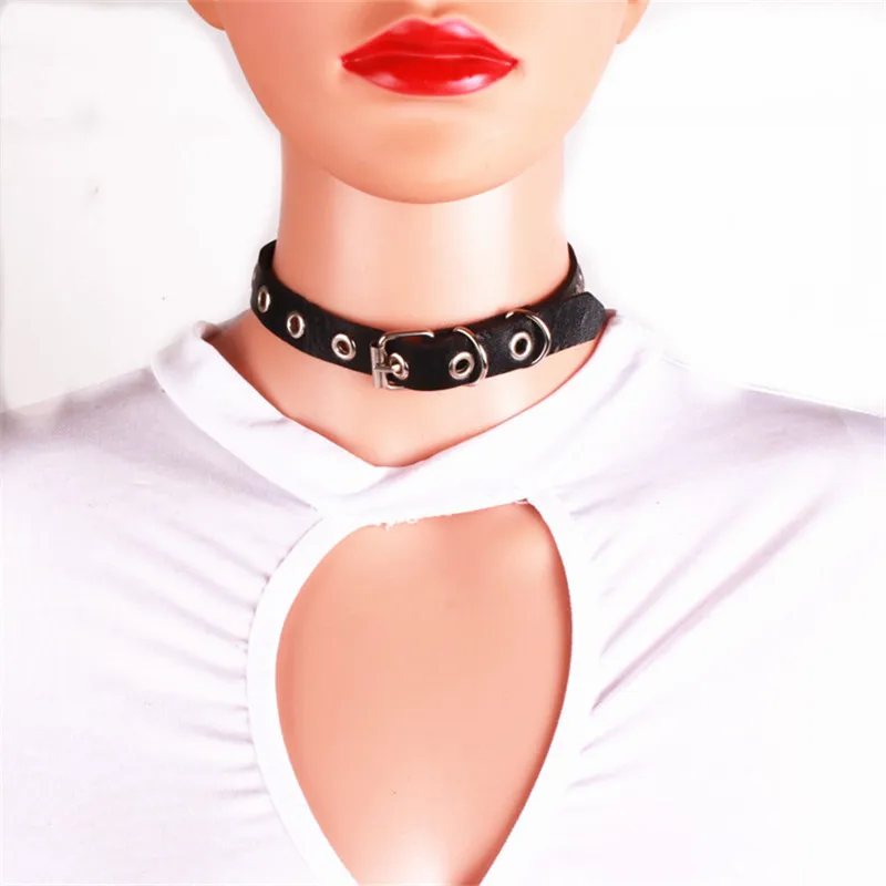 Nightclub Cosplay Harajuku Punk Rock Gothic Collar Choker Sexy PU Leather Heart Belt Collar Choker Necklace Body Accessories New