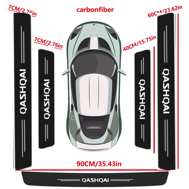 

Carbon Fiber Car Door Threshold Tape Sill Protective Stickers Decal for Nissan QASHQAI Logo Rear Trunk Bumper Scratch Guard Trim