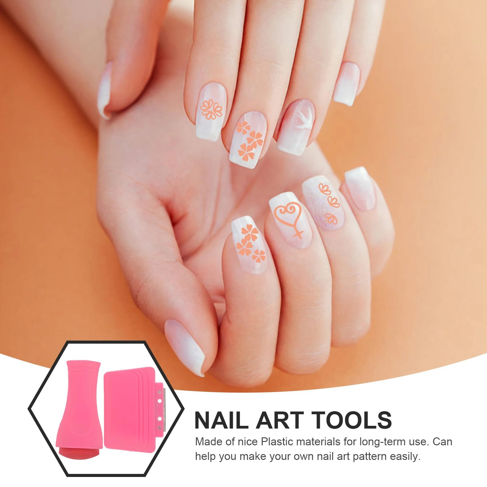 

2 Sets Nail Stamper Kit French Tip Stamp Nail Art Tools Manicure Supplies Scrapers Plates Compact Size Easy Use For Salon Home