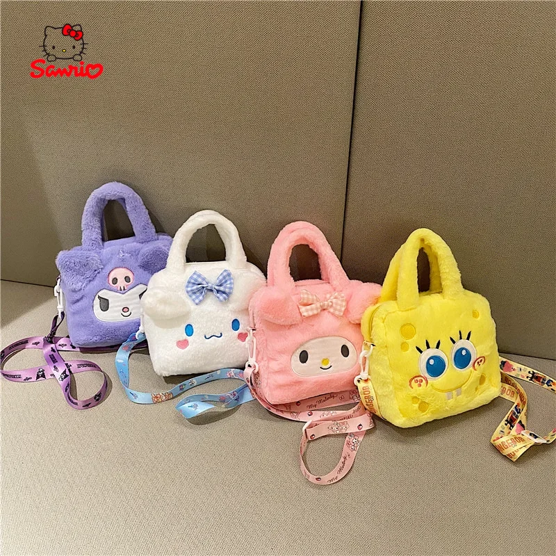 

Hello Kitty Sanrio Plush Bag Kuromi Melody Cartoon Anime Lightweight Handbag Crossbody Lovely Cute Storage Bag Women Girls Gift
