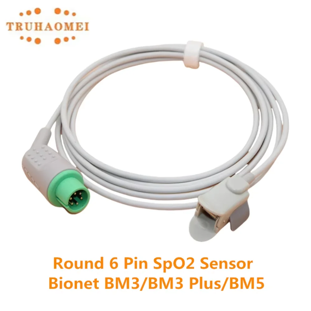 Reusable SpO2 Sensor 6 Pin Compatible Bionet Round Pulse Oximeter Heart Rate Probe Adult Neona