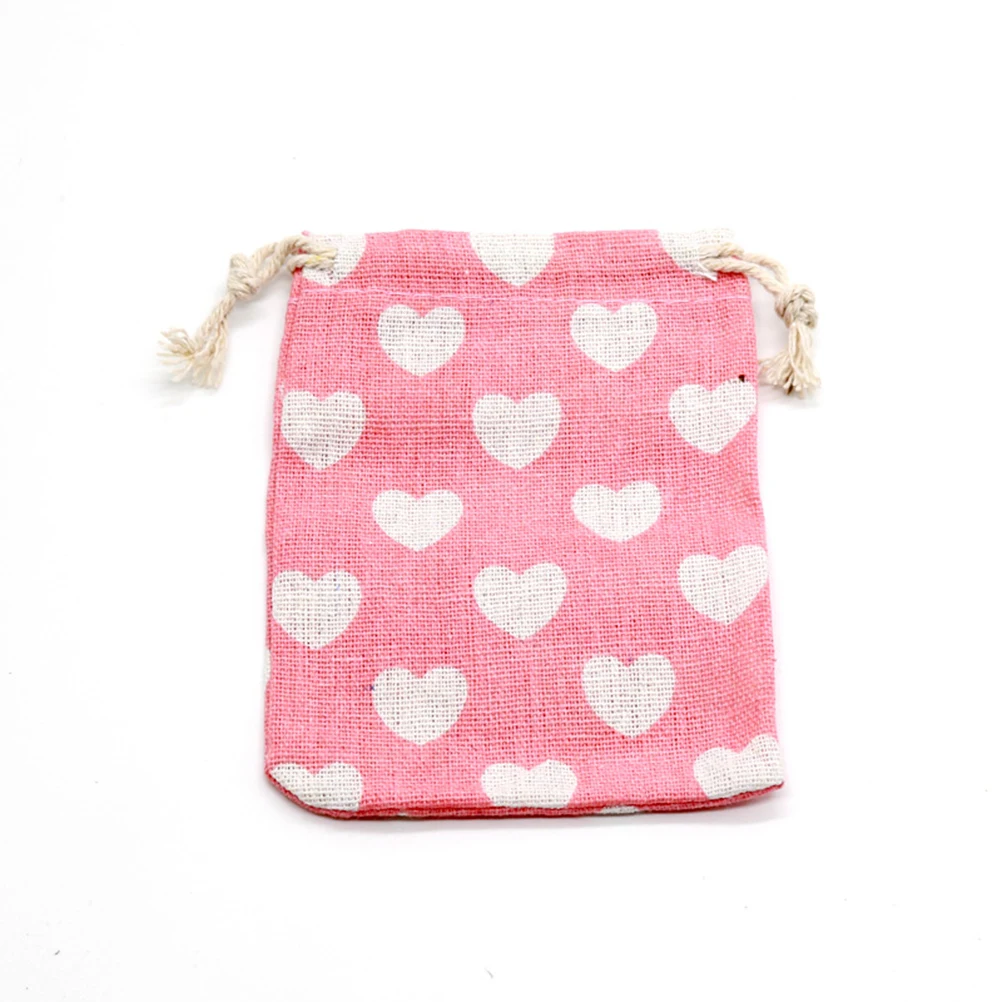 

15 Pink Heart Cotton Bags Portable Storage For Cosmetics Keys Wallet Phone Travel Sundries Bag Gift Packaging Small Size Ladies
