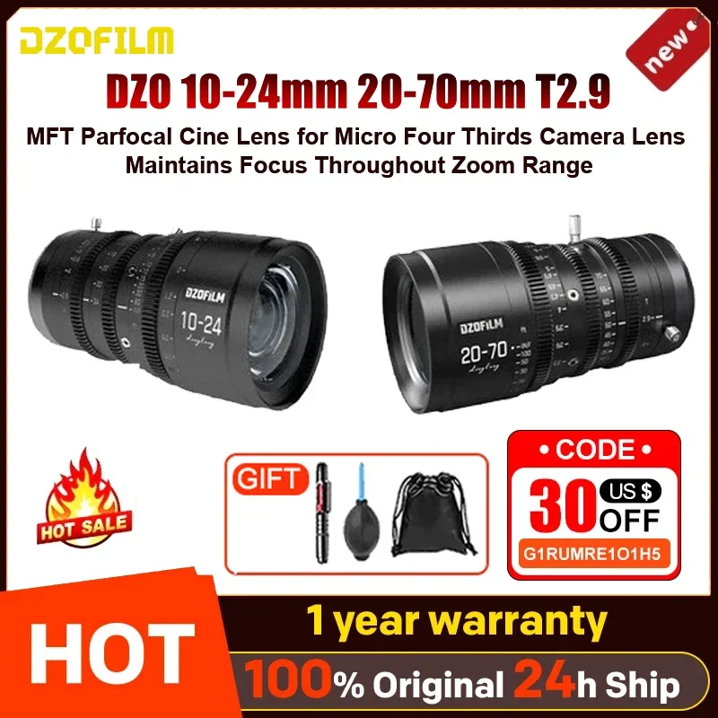 DZOFilm DZO 10-24mm 20-70mm T2.9 MFT Parfocal Cine Lens for Micro Four Thirds Camera Lens Maintains Focus Throughout Zoom Range