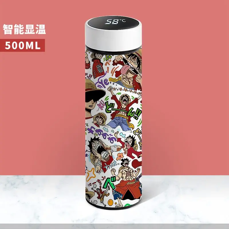 New One Piece Luffy anime smart thermos cup student water cup 304 stainless steel portable large capacity tea cup Christmas gift