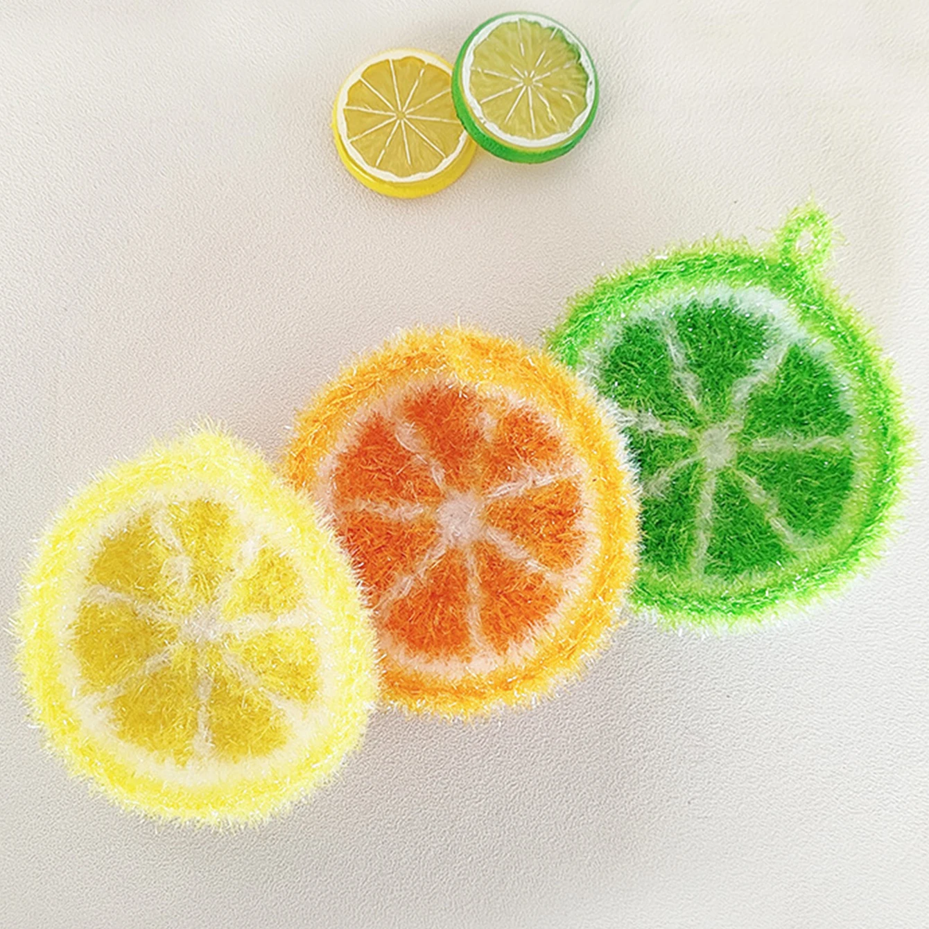 3PC Set Lemon-shaped Woven Dishwashing Cloth, Kitchen Cleaning Rag, Non-stick Oil, Non-damaging Pot Rag, Kitchen Cleaning Towel