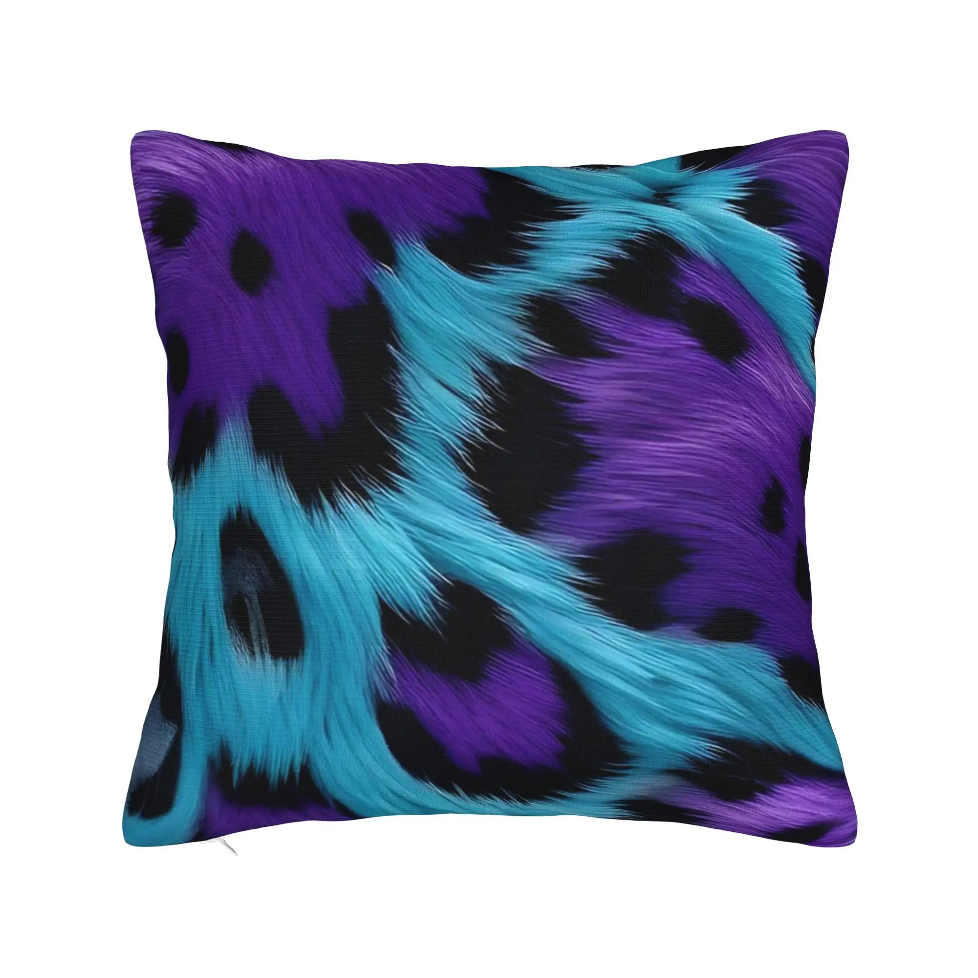 Leopard Purple Square Pillow Case Simulated Print Cushion Covers Vintage Zippered Decorative Pillowcase for Car 45x45cm